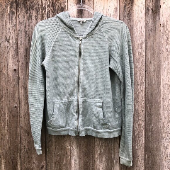 Zara Tops - Zara Trafaluc Cotton Blend Mesh Sea Foam Zip Up Hoodie Small